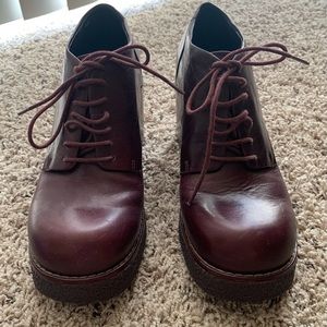 Jil Sander Navy Designer Block Heel Oxfords Shoe Laces Not Navy Color Academia